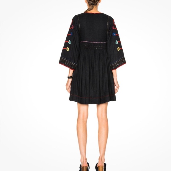 ULLA JOHNSON Masha Floral Embroidered Silk Pleated Tunic Dress  Size 6 - Picture 2 of 8